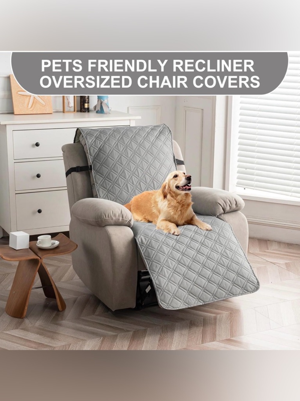 β¨ Waterproof Recliner Chair Cover β Light Grey (23.6β) β¨πΎ - Picture 4 of 8
